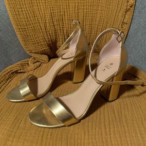 Call It Spring Metallic Gold Block Heels